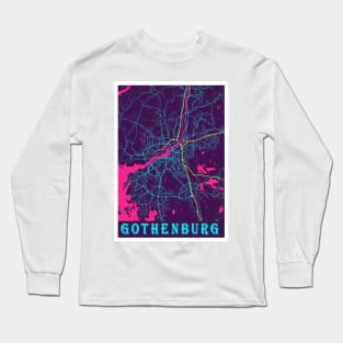 Gothenburg Neon City Map Long Sleeve T-Shirt